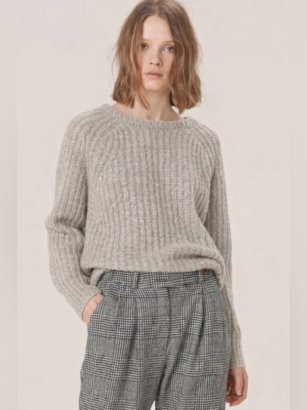 Sessùn Trevi Crewneck Chinky Knit Sweater Wool & Alpaca Blend Neutral Oatmeal S